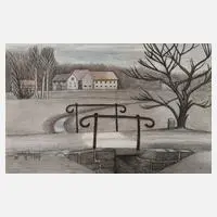 Fritz Tröger, "Vorfrühling in Laske", 1947, Tuschefeder