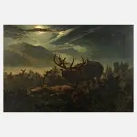 Alois Stoff, Rotwild, Öl auf Leinwand