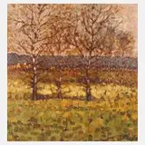 J. Cesal, Vorfrühling, Öl auf Pappe
