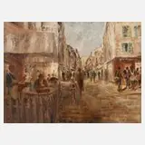 Igor Jasinski, Belebte Straßenszene, Öl auf Leinwand