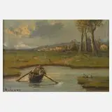 A. Levi, Am Weiher, Öl auf Sperrholztafel