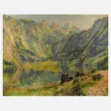 Karl Mergell, Am Bergsee, Öl auf Leinwand