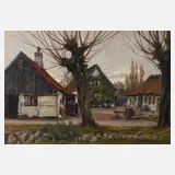 Hans Østed, Auf dem Bauernhof, 1934, Öl auf Leinwand