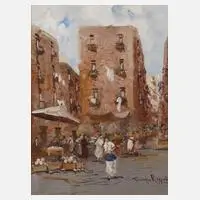 Markt in Italien by Giuseppe Rispoli, Öl auf Leinwand, offered Nov 2021