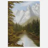 J. Täubert, Am Bergsee, Öl auf Leinwand