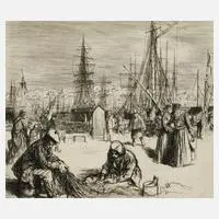 Charles Huard, "Quai in Marseille", Radierung