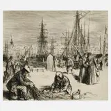 Charles Huard, "Quai in Marseille", Radierung