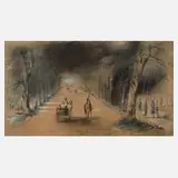 Wilhelm Trost, Lichtentaler Allee in Baden-Baden, 1887, Mischtechnik auf Papier