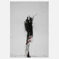 Abstrakte Komposition 2 by Peter Dotrel, Tuschefeder und Pinsel in Schwarz und Rot, offered Nov 2021