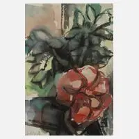 Herbert Wolfgang Goldack, Pfingstrosenstillleben, Aquarell