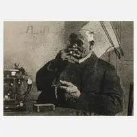 Wolfgang Wagner, Herr im Restaurant, Tuschezeichnung