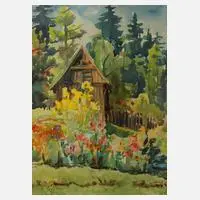 Kurt Tetzner, Blühender Garten, 1962, Aquarell