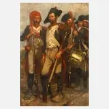 Prof. Wilhelm von Diez, Napoleonische Soldaten, 1902, Öl auf gesperrter Holzplatte
