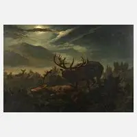 Alois Stoff, Rotwild, Öl auf Leinwand