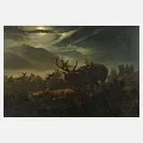 Alois Stoff, Rotwild, Öl auf Leinwand