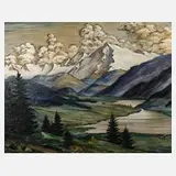 L. Adler, Schneewolken am Ortler, 1931, Öl auf Leinwand