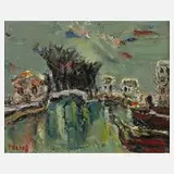 Yitzhak Frenkel, "Canal Porte de la Villette", Öl auf Leinwand