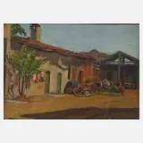 Umberto Parilli, Auf dem Weingut, 1945, Öl auf Sperrholz