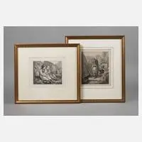 Philipp Heinel, Zwei Radierungen, 1840, Radierung mit Kaltnadel überarbeitet