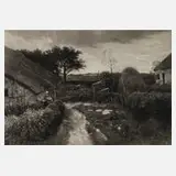 Fritz Krostewitz, Auf dem Bauernhof, Radierung auf Pergamin
