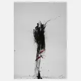 Peter Dotrel, Abstrakte Komposition 2, Tuschefeder und Pinsel in Schwarz und Rot