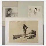Jean-Louis Forain, Zeichnung und 2 Lithographien, Tusche auf Bütten mit Wasserzeichen "j