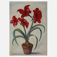 Friedrich Hellmich, Stillleben mit Amaryllis, Gouache auf Karton