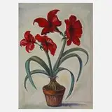 Friedrich Hellmich, Stillleben mit Amaryllis, Gouache auf Karton