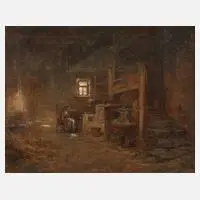 Bäuerliches Interieur by Anton Burger, Öl auf Leinwand, offered Mar 2022