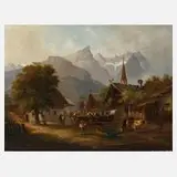 E. Leuteritz, "Die Zugspitze bei Partenkirchen", 1874, Öl auf Leinwand