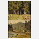 Ludwig Bürgel, Paar Landschaften, Öl auf leinenkaschierter Malplatte