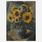 Friedrich Rudolf Dittes, Sonnenblumen, Öl auf Leinwand