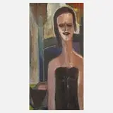 Fritz Grotzky, "Mädchenbildnis", 1968, Öl auf Hartfaserplatte