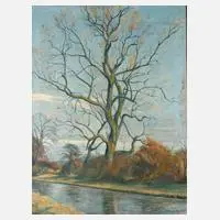 Arthur Viktor Huber, Baum in Vorfrühlingslandschaft, 1937, Öl auf Leinwand