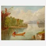 Georg Hart Hughes, Indianer im Kajak, Öl auf Leinwand