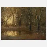 Lazlo Kezdy Kovacs, Am Waldweiher, Öl auf Pappe