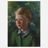 Erwin, Klobassa, Jungenportrait, 1950, Öl auf Pappe und kaschiert