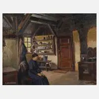 R. Kraushaar, In der Bauernstube, Öl auf Leinwand