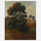 Otto Krone, Kiefern im Abendlicht, Öl auf Leinwand und Karton