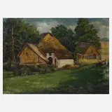 H. Katz, Blick auf einem Bauernhof, Öl auf Malpappe