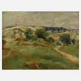 Berthold Mügge, "Weite Sommerlandschaft", Öl auf Karton