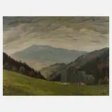 Fritz Scholz, Sommerliche Gebirgslandschaft, Öl auf Leinwand