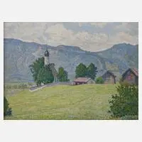Carl Wittek, "Ramsach Kirch´l bei Murnau", 1946, Öl auf leinenkaschierter Pappe