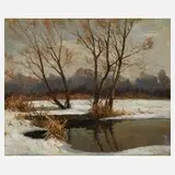 Carl Zimmermann, Winterlandschaft, Öl auf Pappe