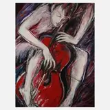 Catalina Braun, Cellistin, Öl auf Leinwand