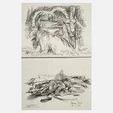 Hermann Drost, Zwei Tierdarstellungen, 1972, Lithographien