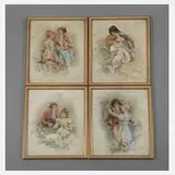 M. Duboy, Junge Liebespaare im Park, Aquarelle