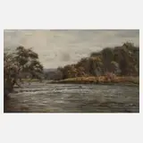 Richard Peter Richards, Am Flussufer, Aquarell und Deckweiß