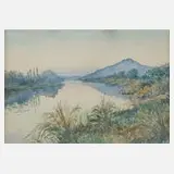 Albert Marks, Flusslandschaft, Aquarell über Graphit