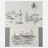 Shmuel Katz, Karikaturen zu Venedig, 1972, Tuschefeder